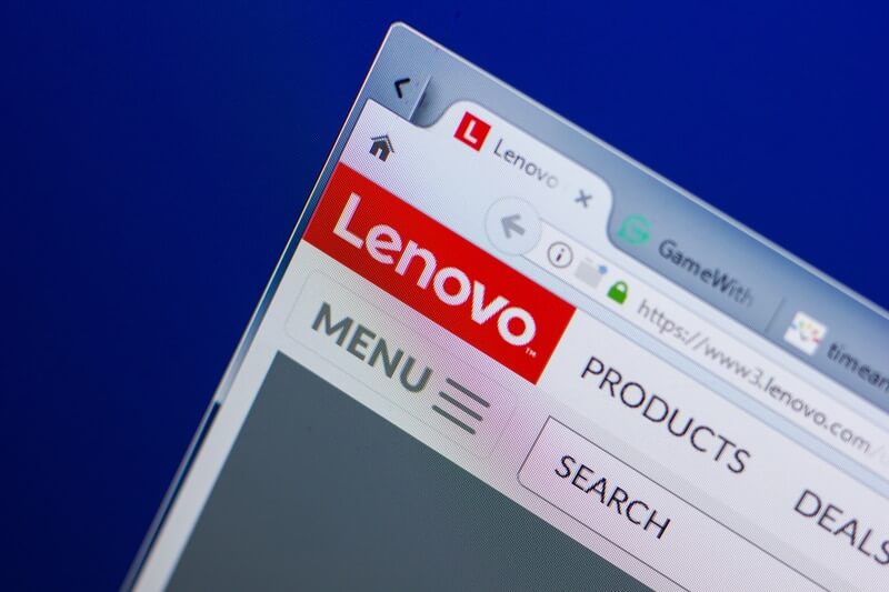 A browser opened on a laptop with Lenovo opened on it. 