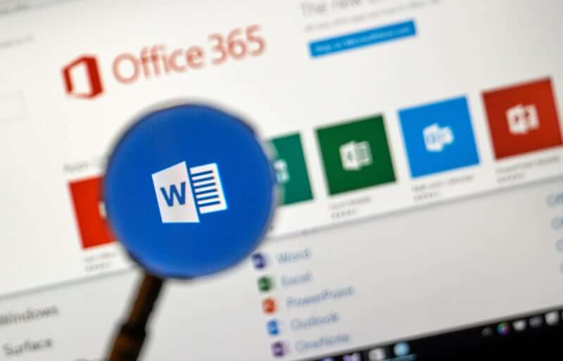 A picture of Office 365 with Word being pulled up. 